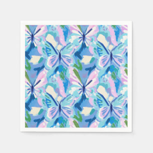 Preppy Butterflies Pattern Pink Blue Green Napkin