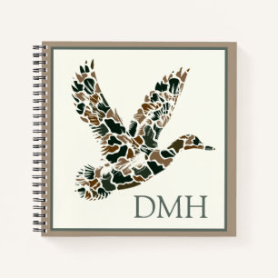 Preppy Camouflage Mallard Duck Monogram Notebook