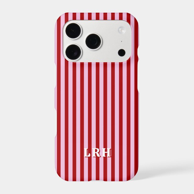 Preppy Candy Cane Stripe Minimal Initial  (Back)