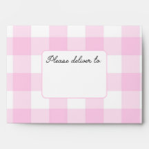 Preppy Candy Pink Gingham Envelope w/ Address Box