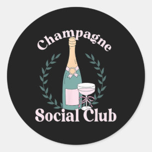Preppy Champagne Bottle Cute Valentine Girly Socia Classic Round Sticker