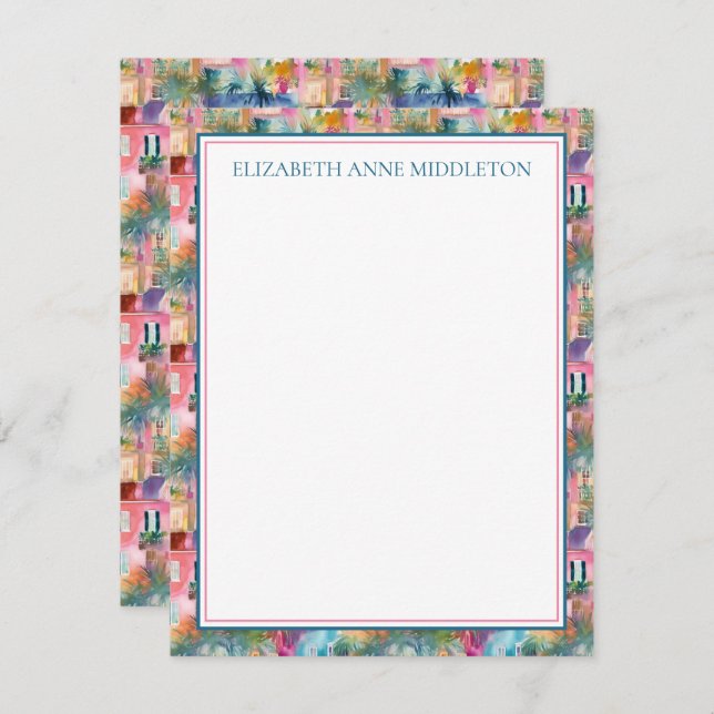 Preppy Charleston Houses Personalised Enclosure Card (Front/Back)