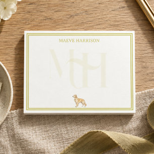 Preppy Chartreuse Monogram Golden Retriever Post-it Notes
