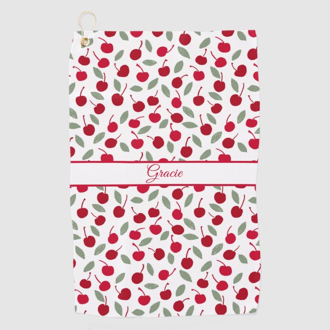 Preppy Cherry Fruit Pattern  Golf Towel (Front)