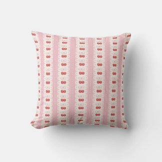 Preppy Cherry Stripes - Pink and Off White Cushion