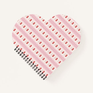 Preppy Cherry Stripes - Pink and Off White Notebook