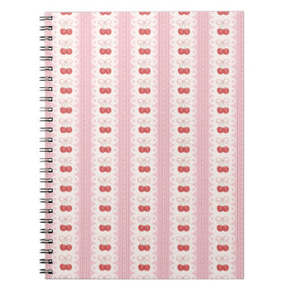Preppy Cherry Stripes - Pink and Off White Notebook