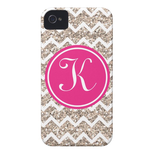 Preppy Chevron in Gold Glitter Case-Mate iPhone Case (Back)