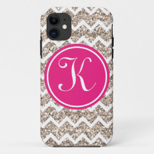 Preppy Chevron in Gold Glitter iPhone 11 Case