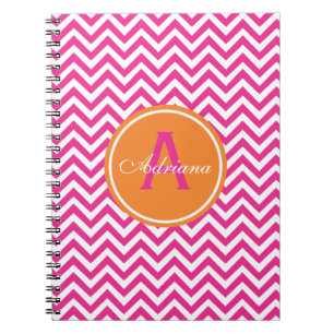 Preppy Chevron in Hot Pink Notebook