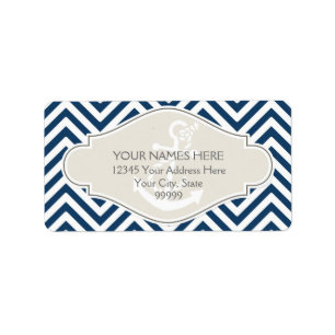 Preppy Chevron Stripe Modern Nautical Anchor Label