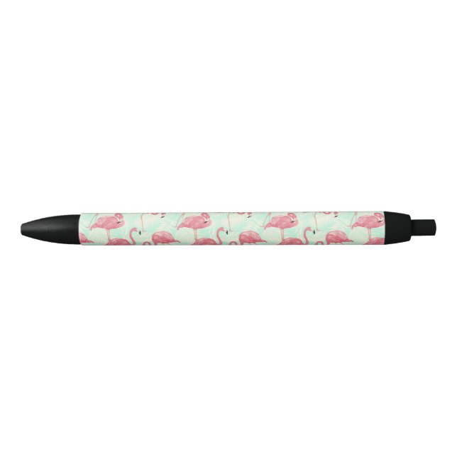 Preppy Chic Elegant Pink Flamingo Pattern Black Ink Pen (Front)