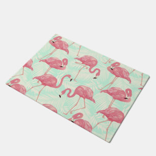 Preppy Chic Elegant Pink Flamingo Pattern Doormat