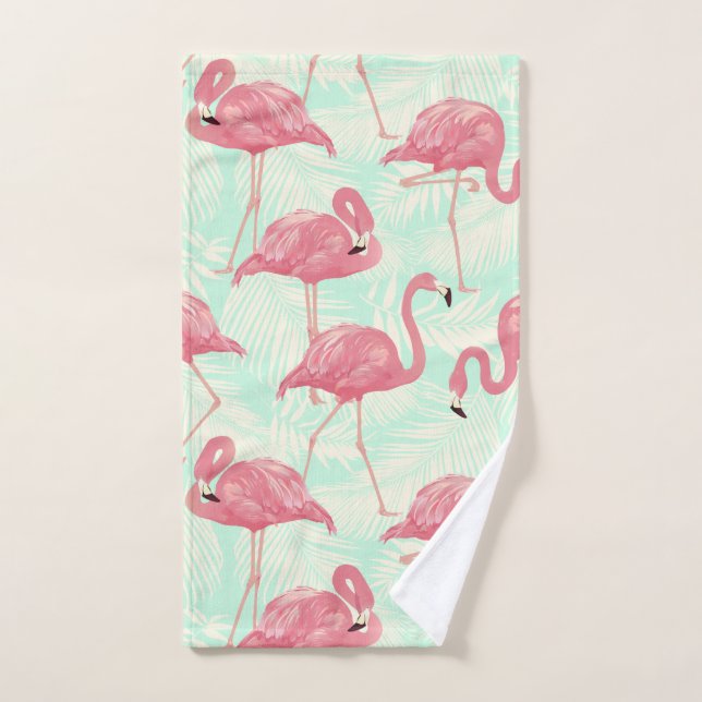 Preppy Chic Elegant Pink Flamingo Pattern Hand Towel (Hand Towel)