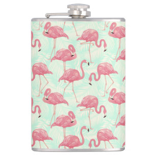 Preppy Chic Elegant Pink Flamingo Pattern Hip Flask
