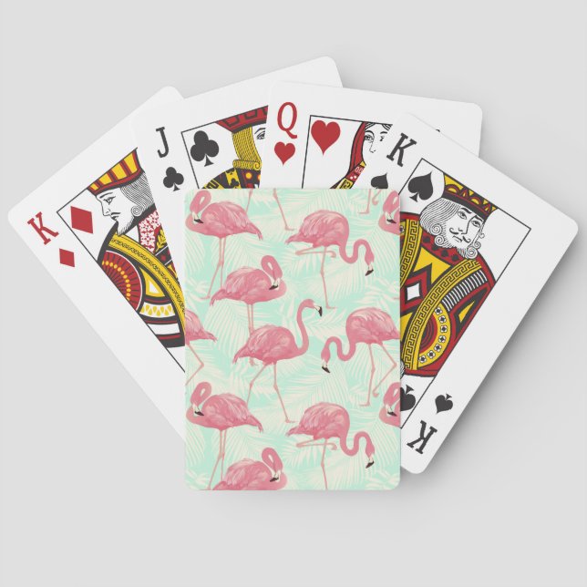 Preppy Chic Elegant Pink Flamingo Pattern Playing Cards (Back)