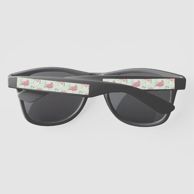 Preppy Chic Elegant Pink Flamingo Pattern Sunglasses (Back)