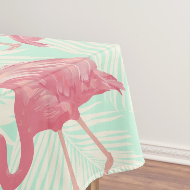 Preppy Chic Elegant Pink Flamingo Pattern Tablecloth (In Situ)