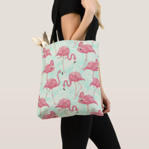 Preppy Chic Elegant Pink Flamingo Pattern Tote Bag