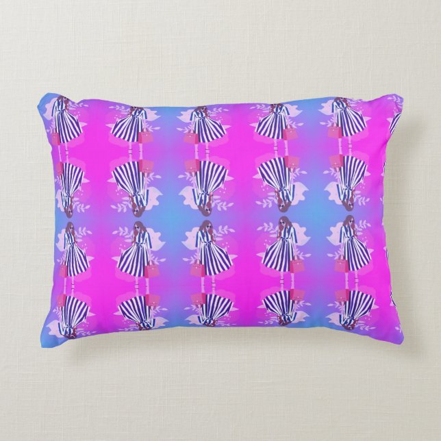 Preppy chic girly purple fashion design teenager decorative cushion (Front)