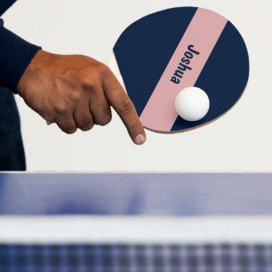 Preppy Chic Pink on Navy Personalized Name Ping Pong Paddle