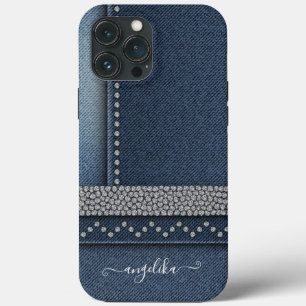 Preppy Chic Stylish Denim iPhone 13 Pro Max Case