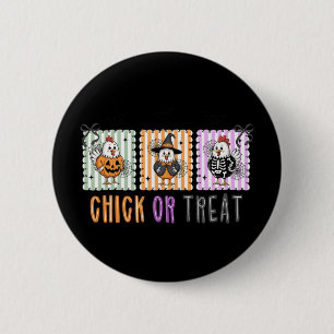 Preppy Chicken Halloween Chick Or Treat Funny Wome 6 Cm Round Badge