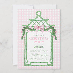 Preppy Chinoiserie Christmas Pagoda Monogram  Invitation
