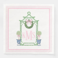 Preppy Chinoiserie Christmas Pagoda Monogram