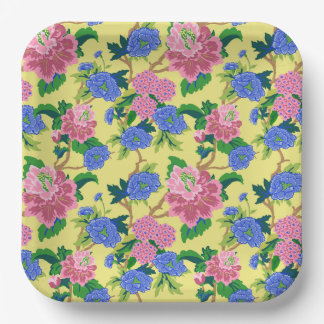 Preppy Chinoiserie floral Paper Plate
