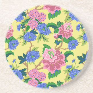 Preppy Chinoiserie Floral Wine Tumbler Coaster