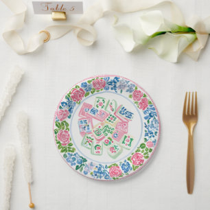 Preppy Chinoiserie Mahjong Party Paper Plate