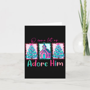 Preppy Christian Retro Christmas Oh Come Let Us Ad Card