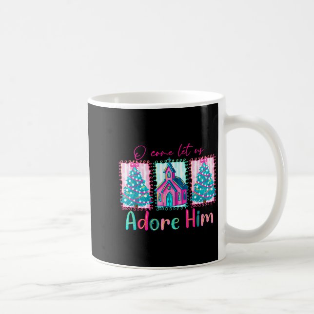 Preppy Christian Retro Christmas Oh Come Let Us Ad Coffee Mug (Right)