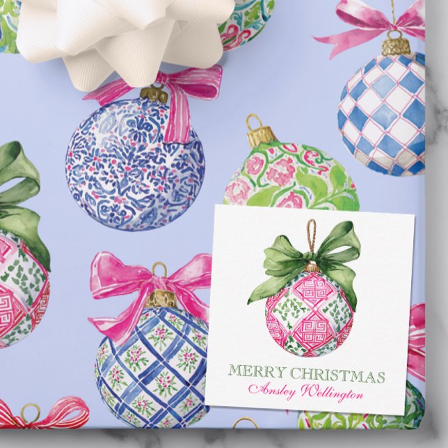 Preppy Christmas Baubles Ornaments Card (Creator Uploaded)