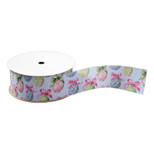 Preppy Christmas Baubles Ornaments Grosgrain Ribbon