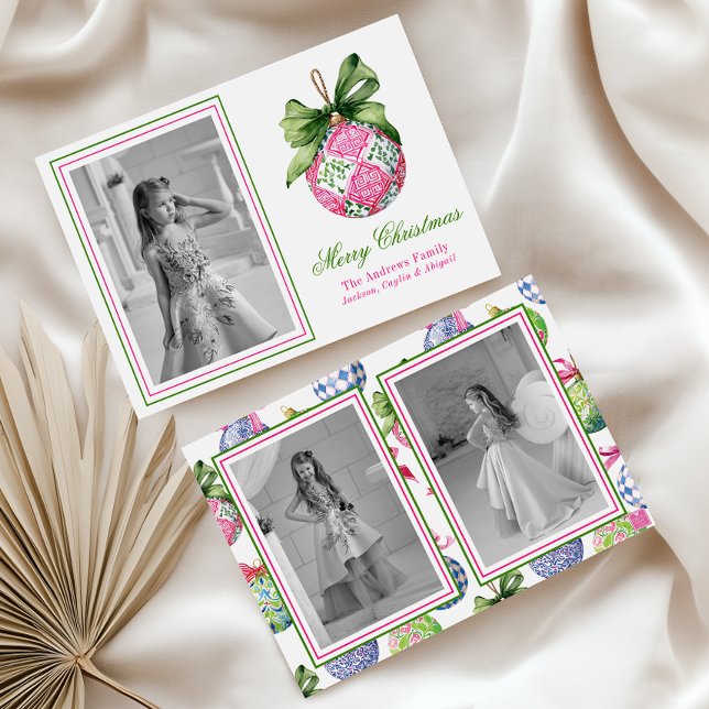 Preppy Christmas Baubles Ornaments Photo Holiday (Creator Uploaded)