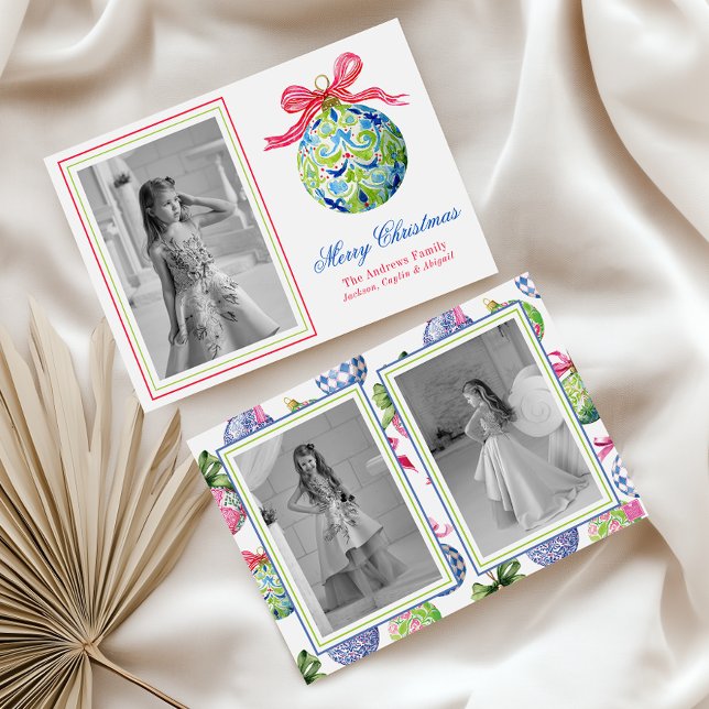 Preppy Christmas Baubles Ornaments Photo Holiday (Creator Uploaded)