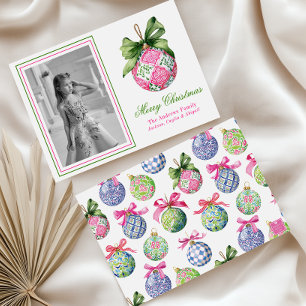 Preppy Christmas Baubles Ornaments Photo Holiday