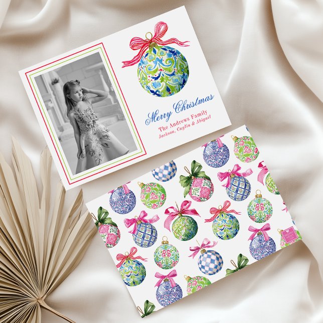 Preppy Christmas Baubles Ornaments Photo Holiday (Creator Uploaded)