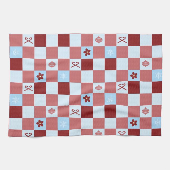 Preppy Christmas Check Tea Towel (Horizontal)