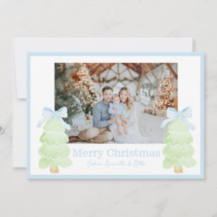 Preppy Christmas Christmas Tree With Bow Holiday Card