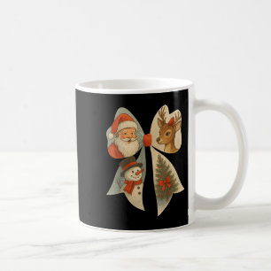 Preppy Christmas Coquette Bow Reindeer Snowman San Coffee Mug