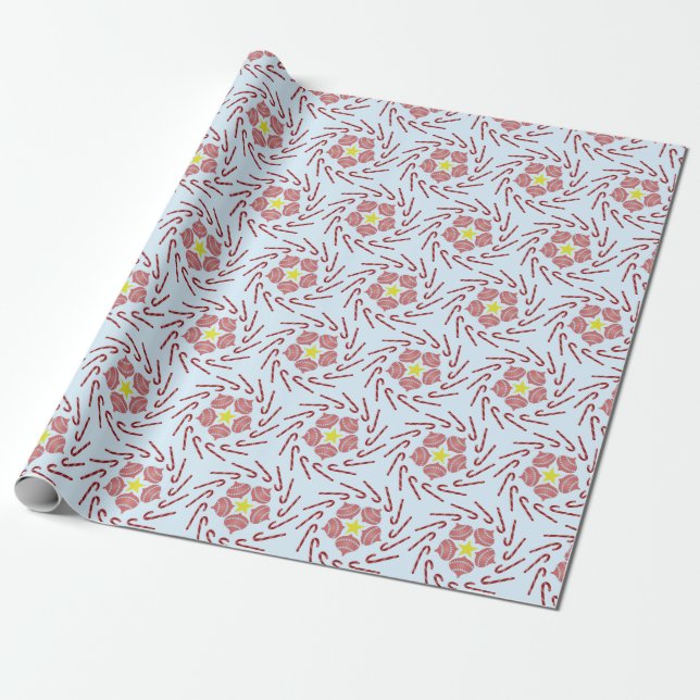 Preppy Christmas Pinwheel Wrapping Paper (Unrolled)