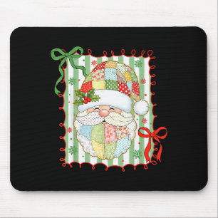 Preppy Christmas Santa Claus Patchwork Xmas Women Mouse Pad