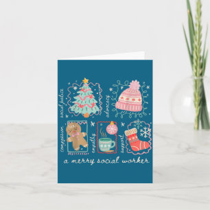 Preppy Christmas Social Worker Work Artwork Card