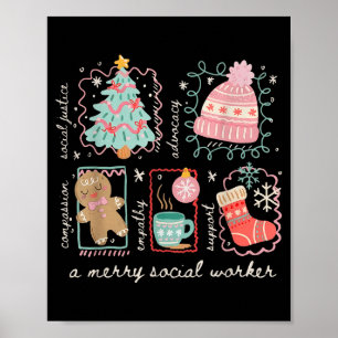 Preppy Christmas Social Worker Work Faith Design Poster