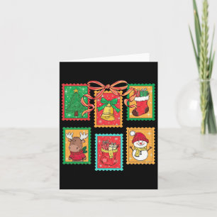 Preppy Christmas Stamps Coquette Bow Reindeer Xmas Card
