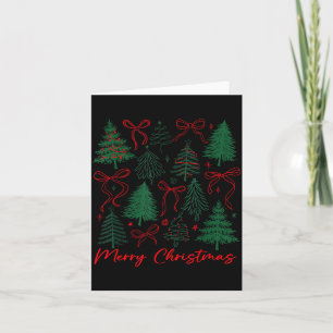 Preppy Christmas Tree Merry Xmas Girly Coquette Ki Card