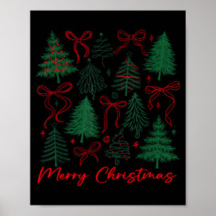 Preppy Christmas Tree Merry Xmas Girly Coquette Ki Poster